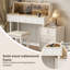 31.50"Modern Minimalist Cream Style Solid Wood Dressing Table with Password Lock Side Cabinet, Mirror and Stool