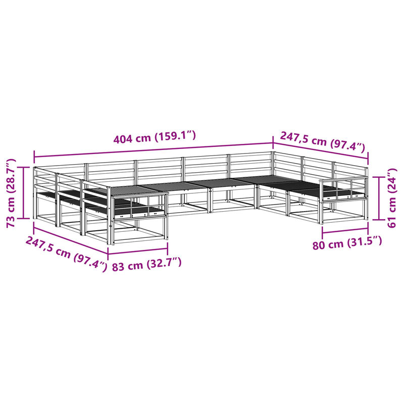 404cm Wide Patio Sectional