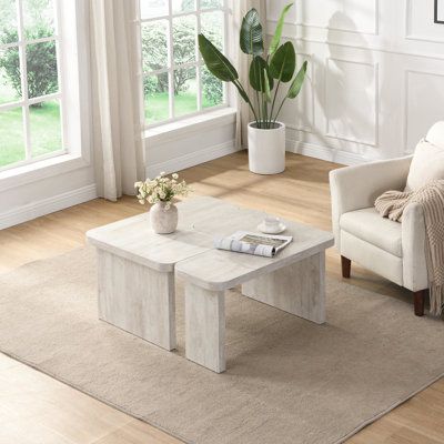 Table basse blanche en forme de L, 48,38 po x 23,77 po et 35,43 po x 31,49 po détachable, pour le cinéma maison, le jardin et les réceptions en forme de L détachable, salle à manger, pratique