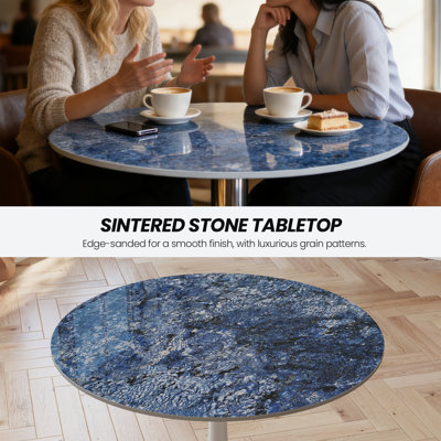 Plateau de table rond en granit bleu saphir brillant, remplacement intérieur / extérieur de bricolage pour toutes les tables