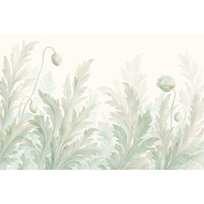 Botanical Wallpaper Watercolor Sage Green Removable Wall Decor