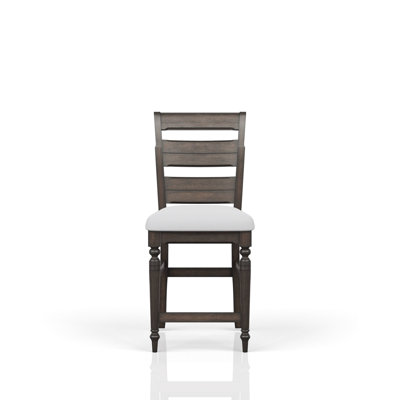Tabouret de comptoir rembourré avec dossier en échelle en chocolat noir et structure stable dans un siège moelleux pour des moments de détente