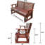 Fauteuil oscillant d'extérieur en bois massif 2 places, brun-123297371