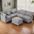 Convertible Sectional Couch With Sleeper Function & USB Charging,Movable Ottoman-1299400172