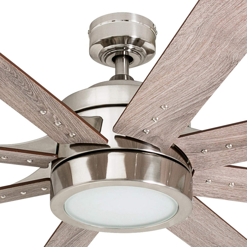 Xerxes Modern Indoor Ceiling Fan with Lights and Remote Control, Brushed Nickel, 14.7" H x 62" W x 62" D