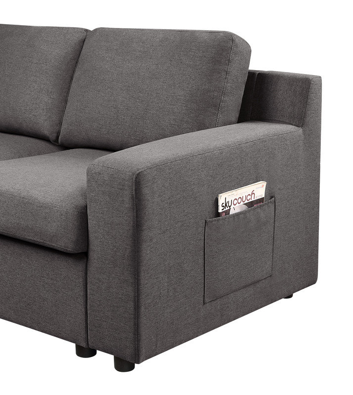 Edwin U-Shape Linen Sectional Sofa with Left-Facing Chaise