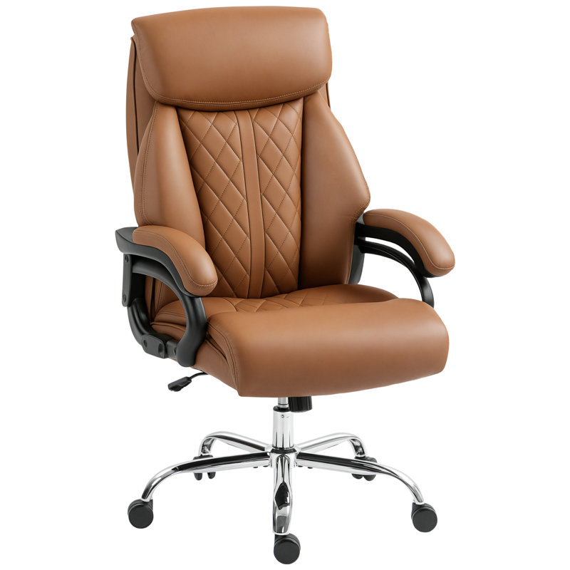 HOMCOM Executive Office Chair 150kg Big and Tall PU Leather, Brown