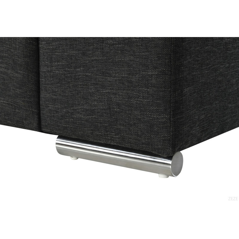Chaise avec accoudoirs en tissu de lin noir, Noir