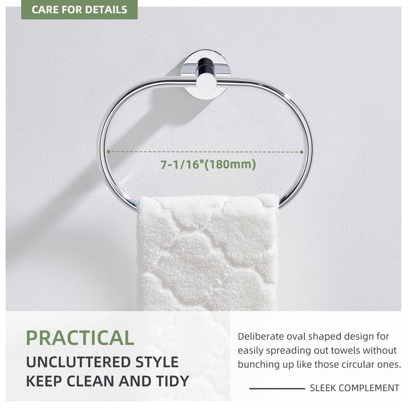 Bathroom Towel Ring Wall Mounted, Polished Chrome