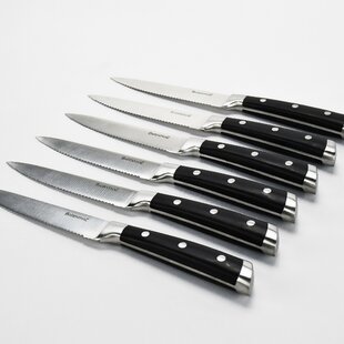 Steak Knives Set Of 12,4.5 Inch Non Serrated Damascus Steak Knife  Set,Forged German Steel Full Tang Handle Straight Edge Dinner  Knives,Razor-Sharp