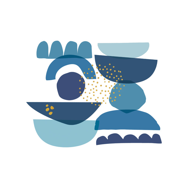 Impression sur toile Leggon surpeuplée bleue II par Pela, H 12 po x l 12 po x P 1,25 po, Bleu