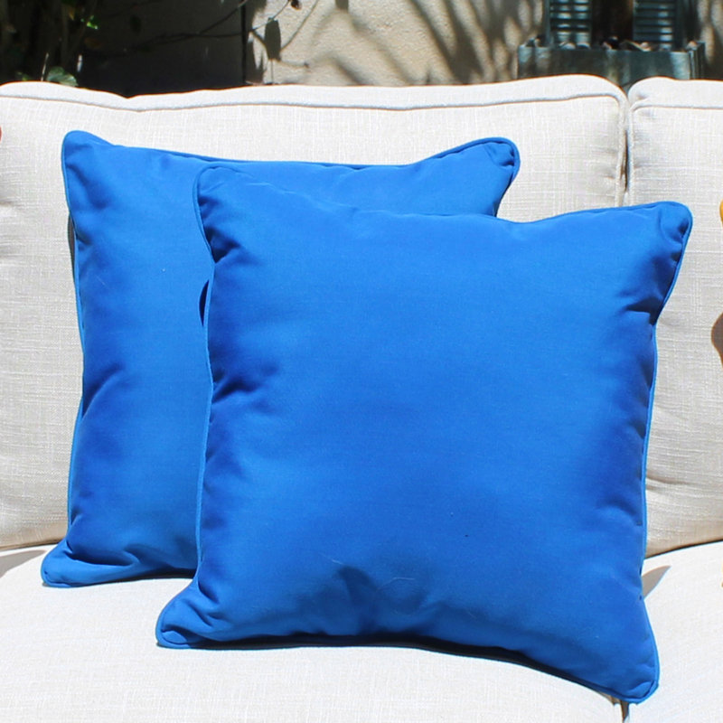 Element Synthetic Throw Square Indoor/Outdoor Pillow Cover & Insert, Brilliant Blue, 18" x 18"