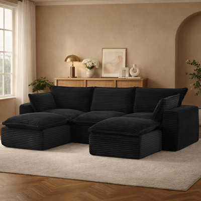 Cloud Sectional Couches For Living Room, Convertible L-Shape Couch With Ottoman