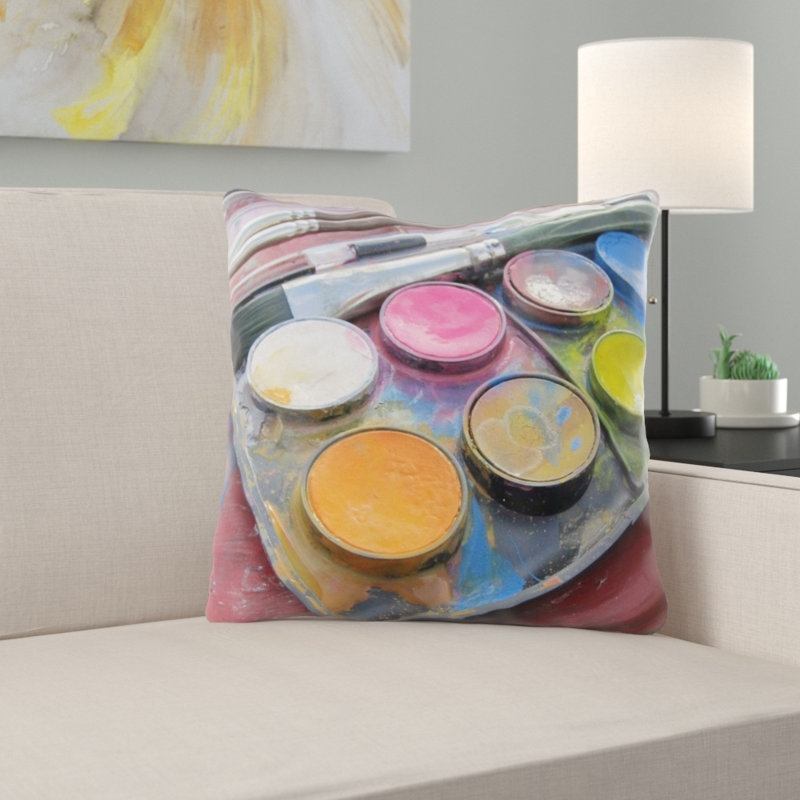 Housse et insert de coussin carré Atharv Paint, Microsuède, Intérieur
