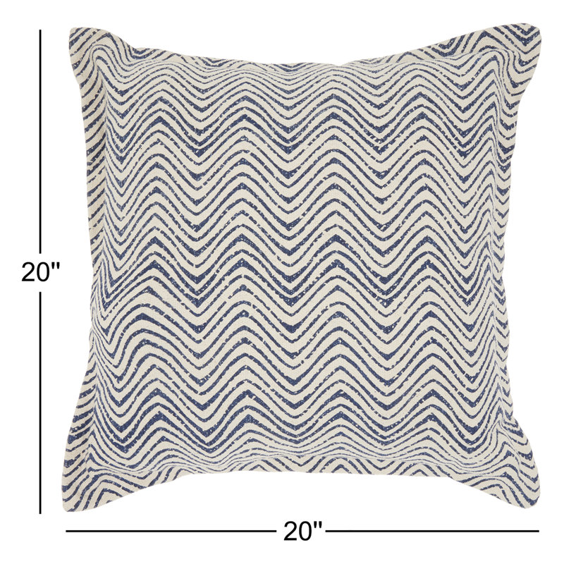 Arielle Square Pillow Cover & Insert, Indigo Chevron, 20'' H x 20'' W