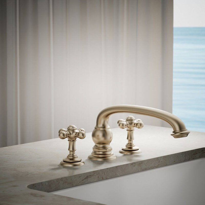 Prname to Kohler Artifacts Bathroom Tub Cross Handles, Vibrant Brushed Bronze