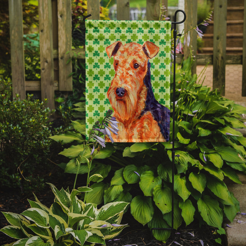 Drapeau de jardin à 2 côtés st. patrick day trèfle, Airedale (roux)