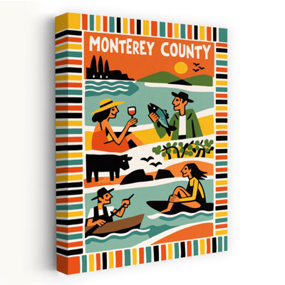 «Monterey County Seaside Fun», art mural rétro coloré et vibrant