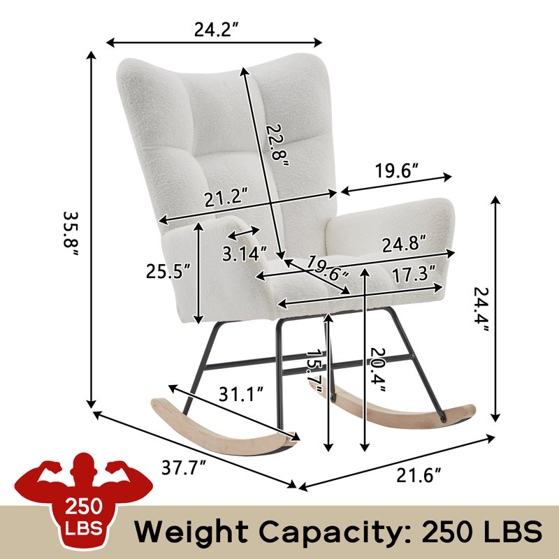 Chaise berçante Jeiny, Ours en peluche ivoire