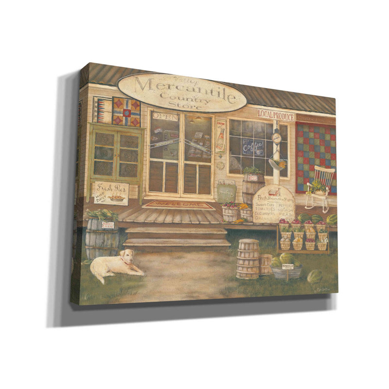 «General Store II» par Pam Britton, art mural sur toile, H 12 po x l 16 po x P 0,75 po