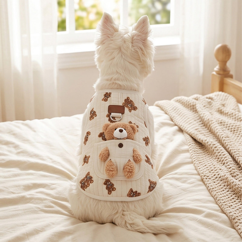 Polyester P et Raincoat Warm Dog Kitty Winter Coat Thick Padded Pet Jacket Cold Weather Puppy Clothing Cozy Outdoor Apparel For Small Medium Dogs And Kitties