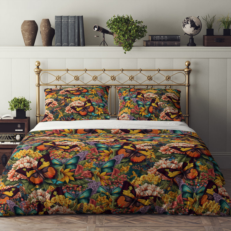 Floral Duvet Cover, King Duvet Cover + 2 King Shams