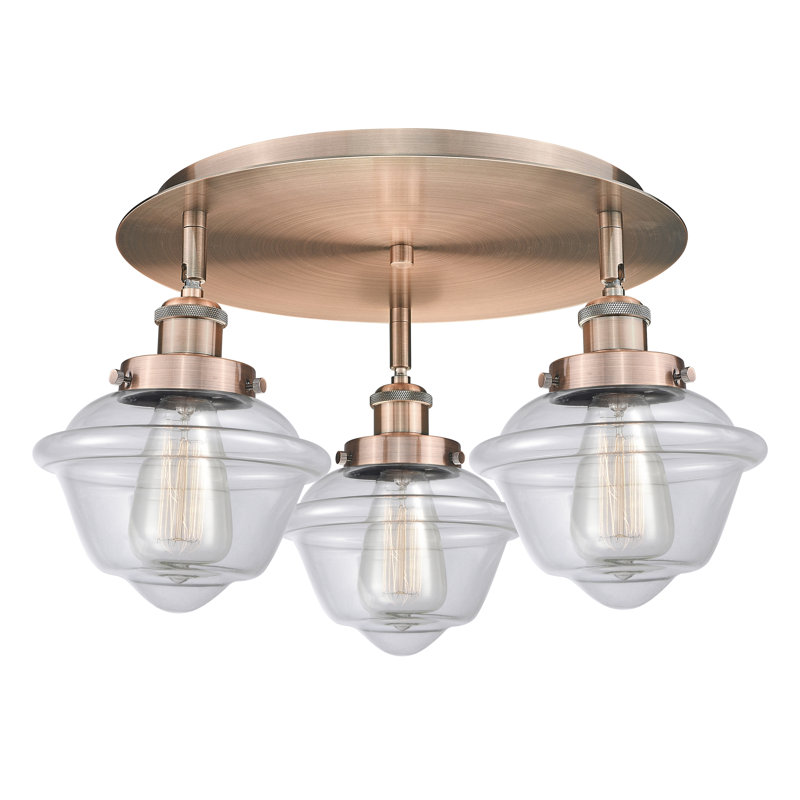 Grourke Glass Flush Mount, Clear, Antique Copper