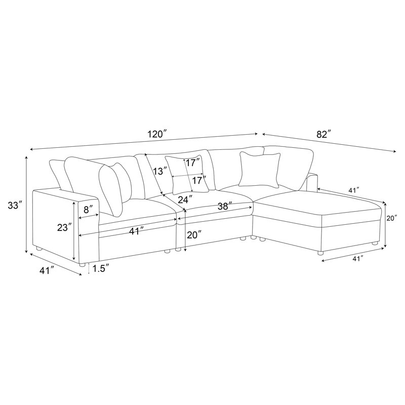 Artzt 4-piece Upholstered Modular Sectional Sofa Charcoal, Charcoal