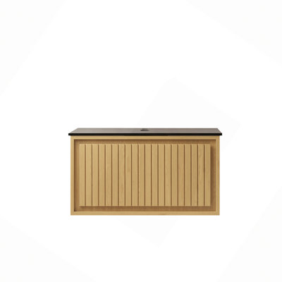 30" Wall-Mounted Corolla Oak Woodgrain Plywood Bathroom Storage Cabinet With Drawer Sintered Stone Countertop, NO Basin, NO Faucet And Sink Cover