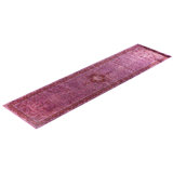 Overdyed Hand-Knotted Wool Modern-Contemporary Purple Runner 2' 6" x 10' 2"