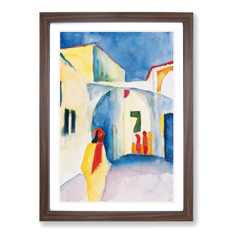 View into a Lane by August Macke - Picture Frame Painting, Walnut Framed, 48cm H x 36cm W x 2cm D