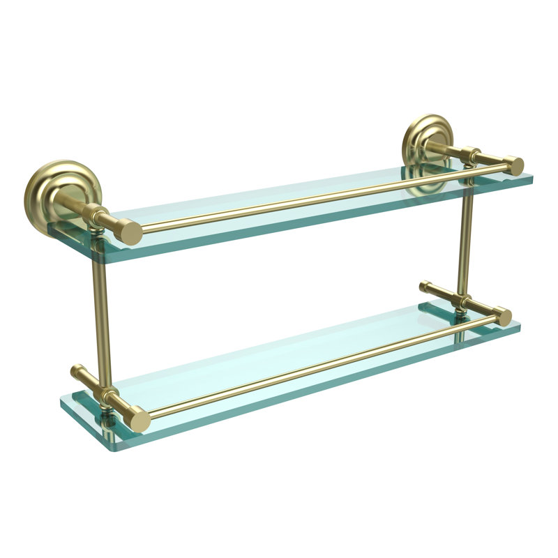 Leamore 2 Piece Tiered Shelf, Satin Brass, 8" H x 22" W x 5" D