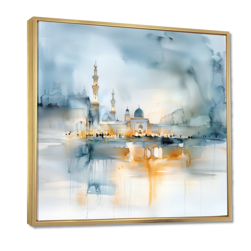 Art médina, impression sur paysage, Reproduction avec cadre flottant, 30" H x 30" W, Gold