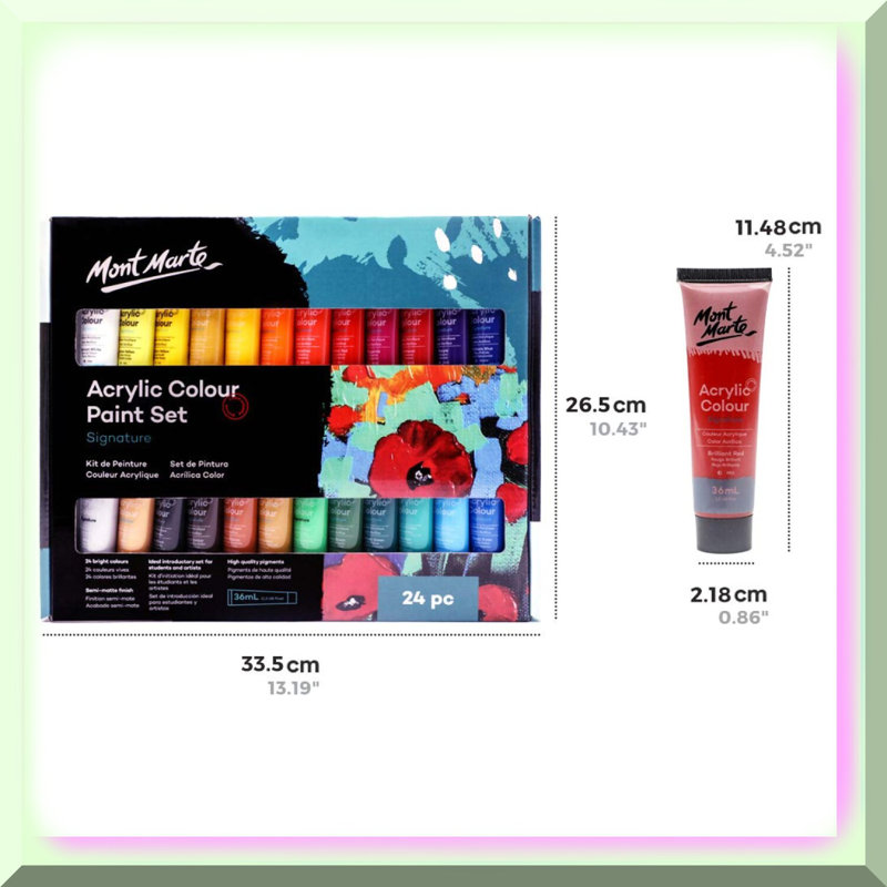 24-Color Acrylic Paint Set for Canvas, Wood, Fabric