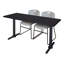 Neyland Cain T-Base training table and 2 Zeng stackable chairs-32520304-32520310-32520316