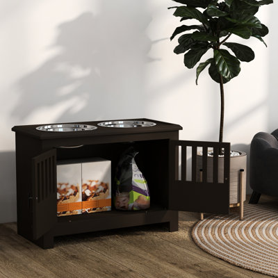 Support à bol surélevé pour chien avec armoire de 37 L. Prend en charge l'alimentation des chiens. Espace de rangement adapté aux grands animaux. Espace. Favorise la bonne digestion des animaux de compagnie. Pour les races