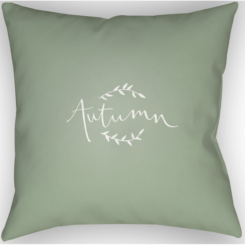 Reversible Throw Pillow, 18" H x 18" W x 4" D, Green/White