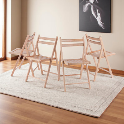 Bessler 4-Piece Folding Chair Set in Natural Finish, 32.05" H X 18.91" D X 17.35" W
