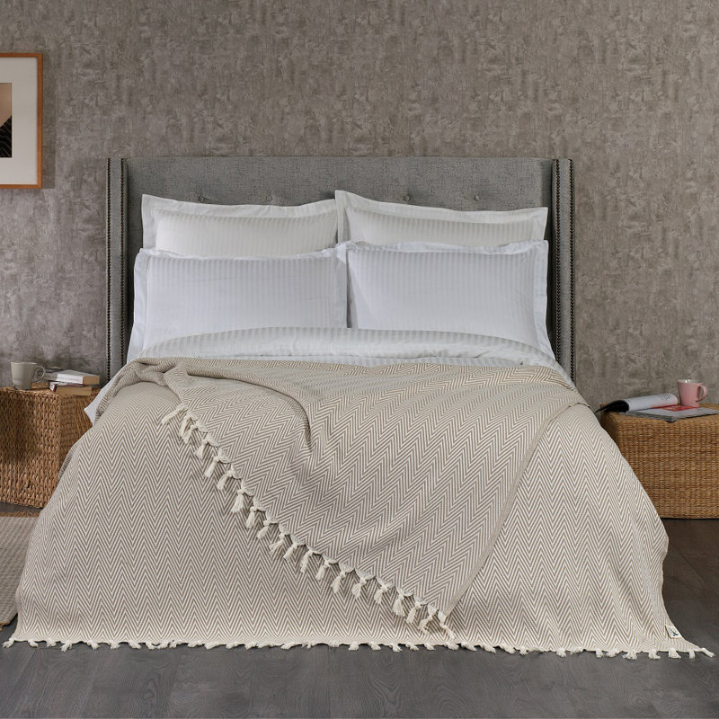 Merich Soft Cotton Blanket, Latte