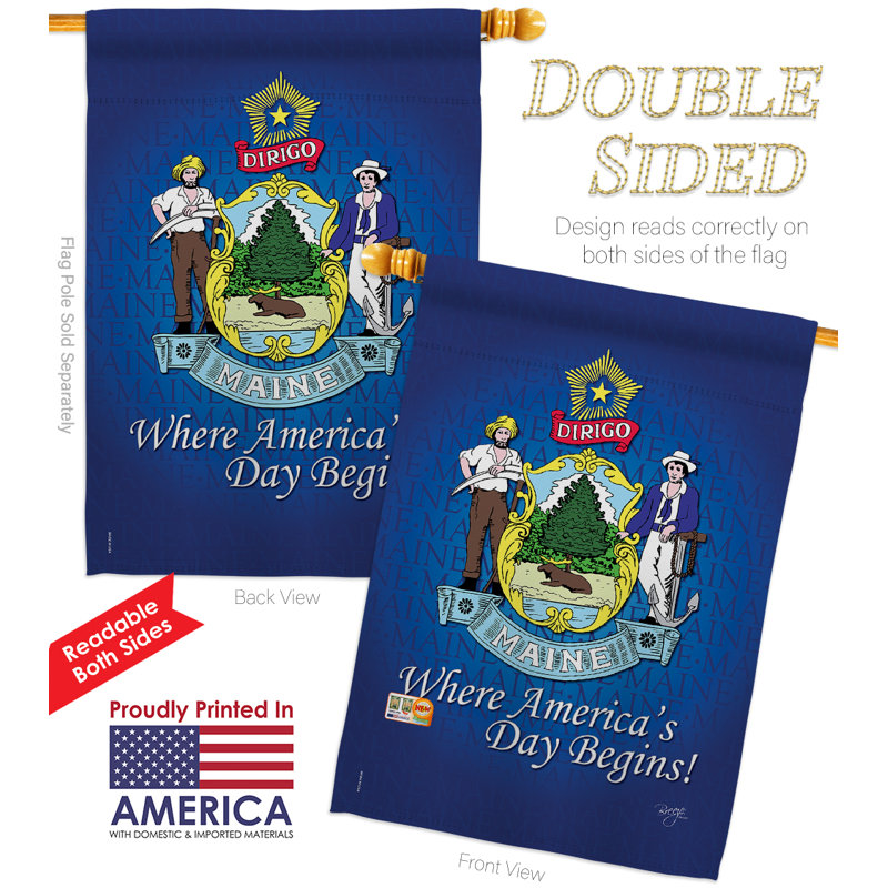 Ensemble de polyester à 2 faces 40 x 28 po Breeze decor Ensemble de drapeaux, Maine Americana