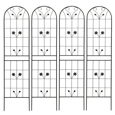 Treillis métallique 86,7 po x 19,7 po, support pour plantes d'extérieur antirouille, noir, montage et installation faciles et rapides.