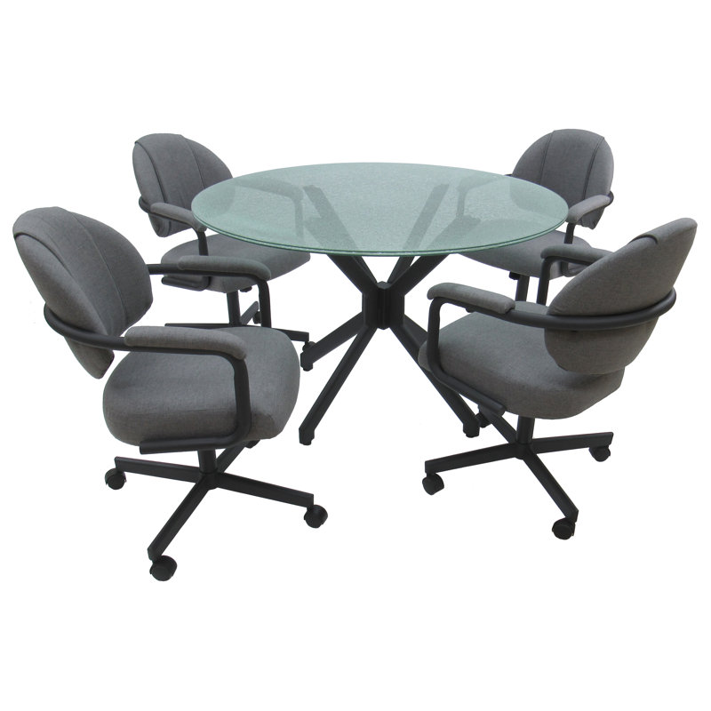 Ensemble de salle à manger 5 pièces Yaw, Sergé gris anthracite, Gris
