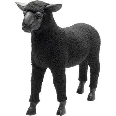 Black Happy Sheep Wool Figurine