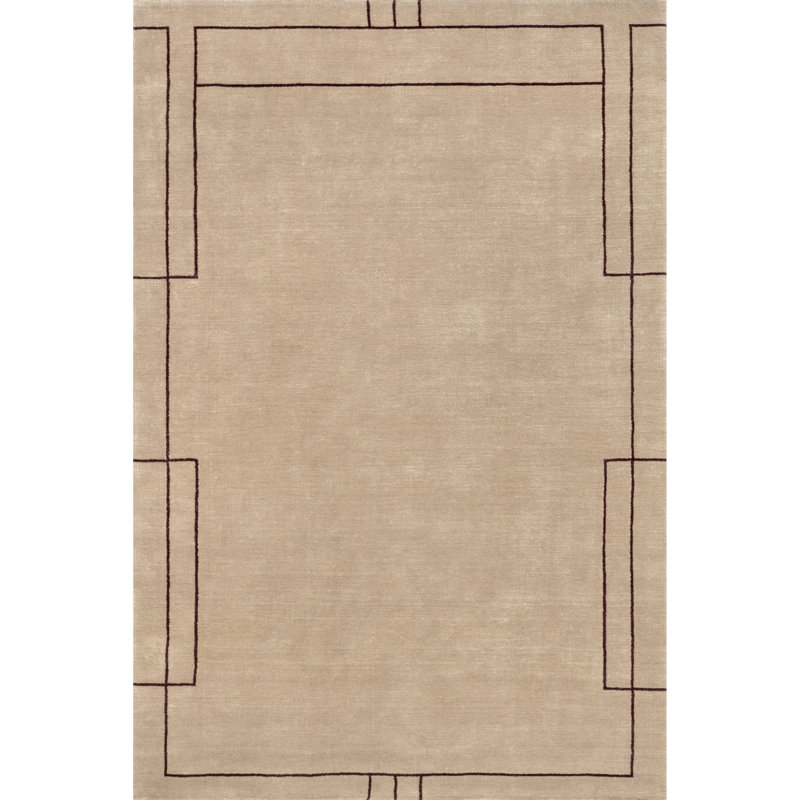 Tapis en laine mélangée à bordure Nile, Rectangle 9 pi 6 po x 13 pi 6 po
