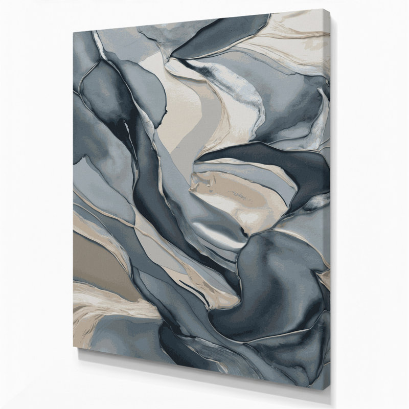 Aquarelle abstraite 19, art mural sur toile bleue, H 20 po x l 30 po