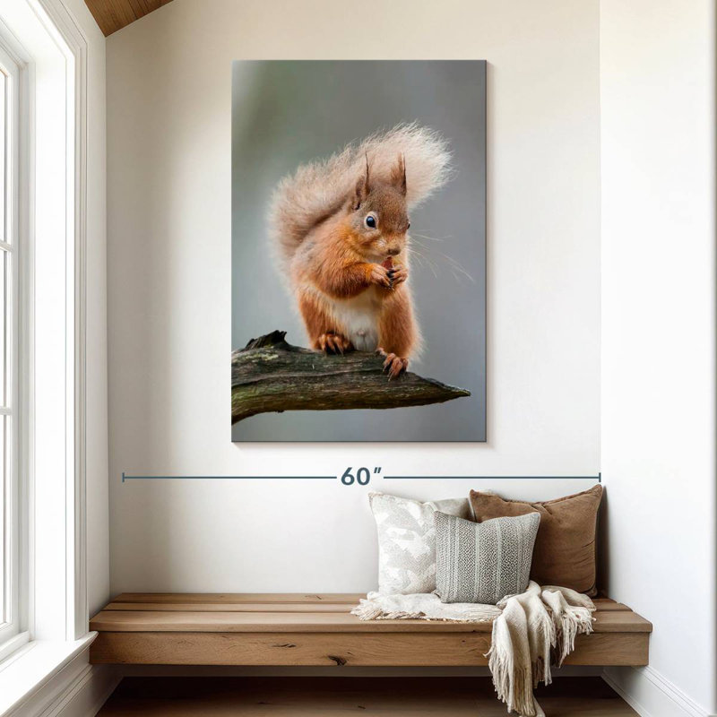 Brampt Red Squirrel Eating On A Branch, 48" H x 32" W