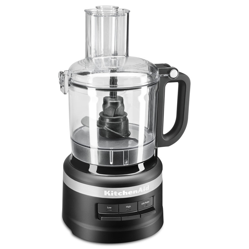 Matte Black 7-Cup Plastic Food Processor with Variable Speed