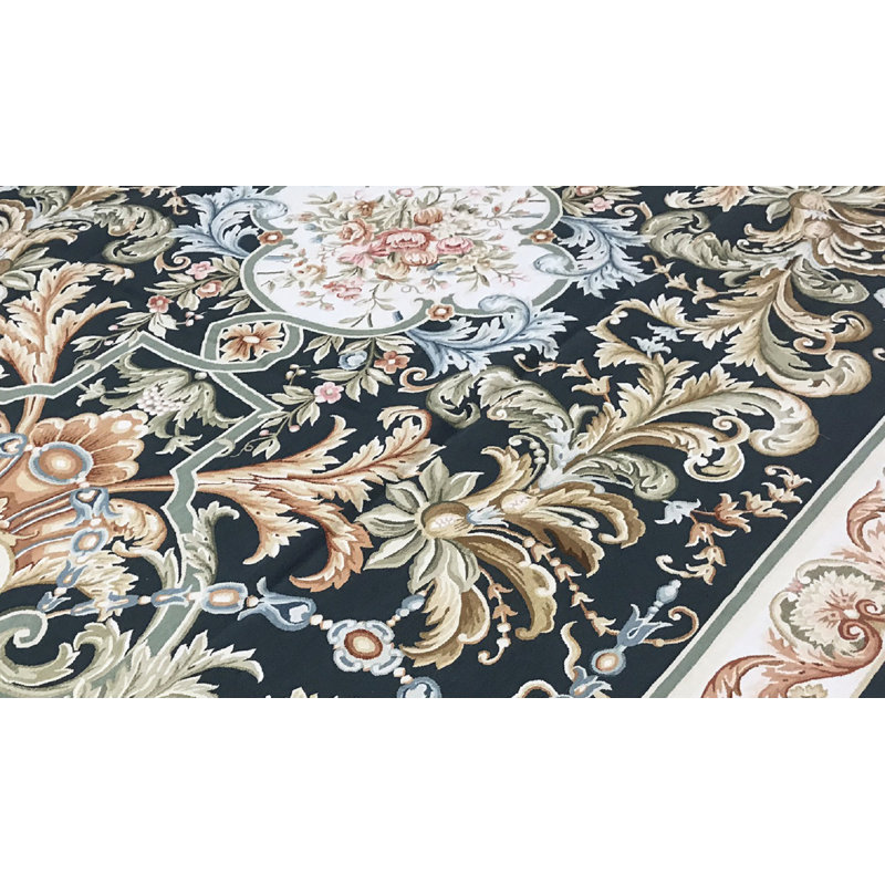 Hand-Knotted High-Quality Blue and Beige Area Rug