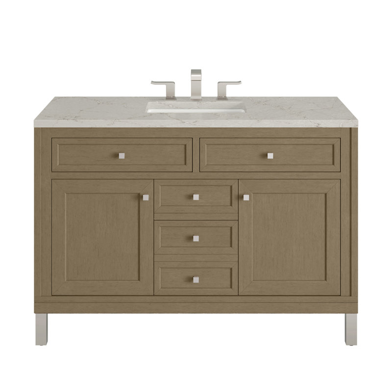 Chicago 48 in. Single Vanity, Walnut Whisper, Victorian Silver