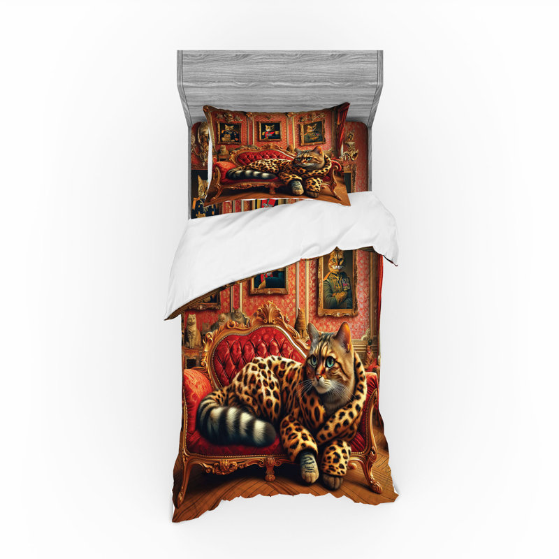 Ensemble de literie pour chat Ambesonne et saumon Marigold, Housse de couette simple très longue + 2 pièces